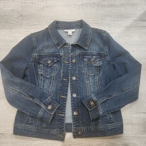 Style & Co Blue Cropped Jean Jacket